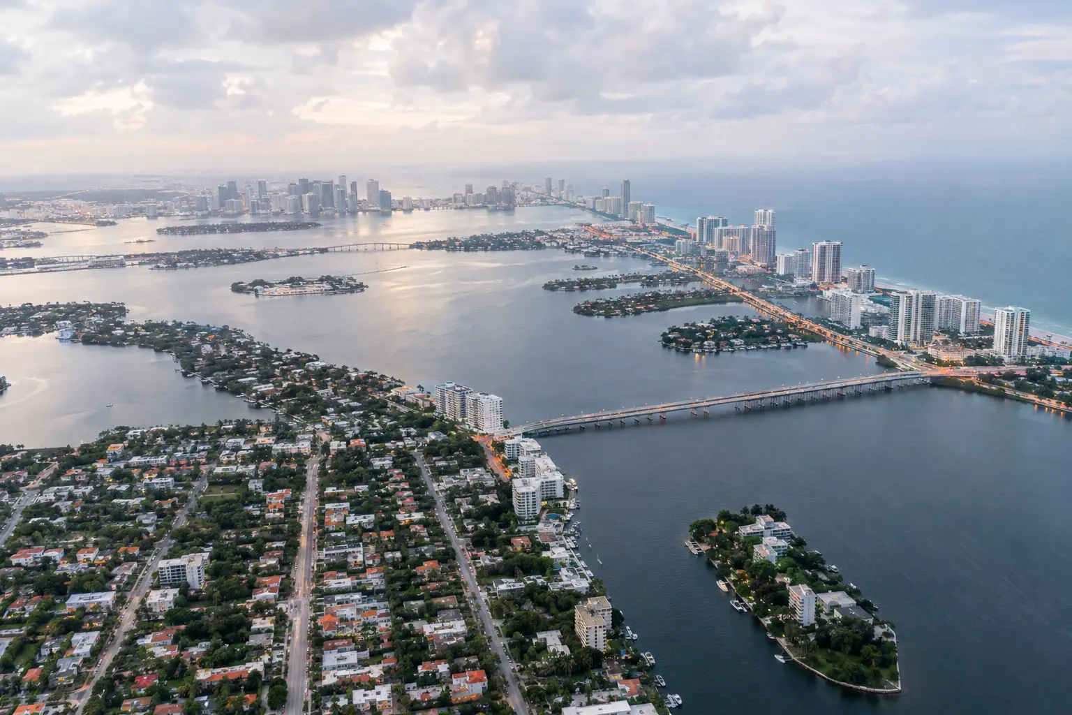 Miami at night from above
