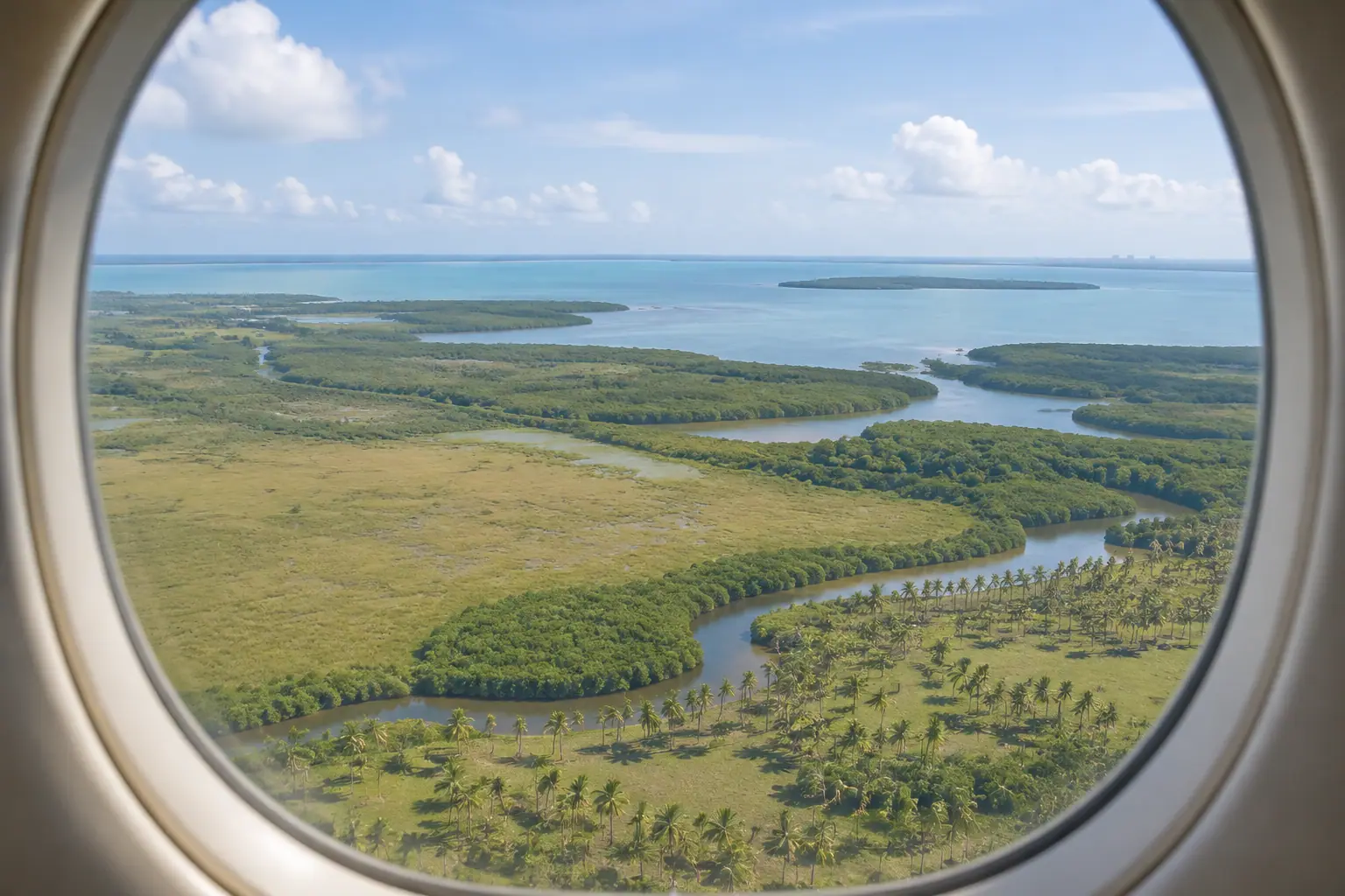 Miami area from a private jet window