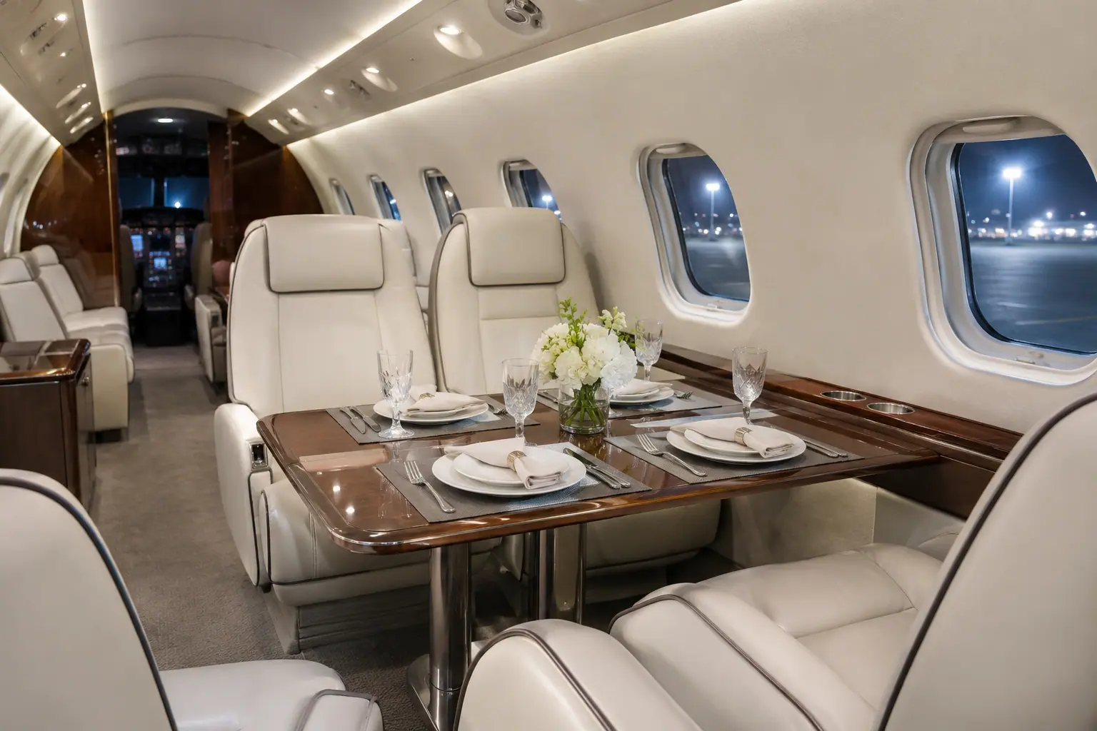 Midsize jet cabin interior